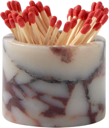 Luxury Natural Marble Match Holder with Striker, Decorative Matchbox Decor