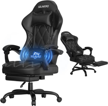 Gaming Chair with Massager Lumbar Support, 400LBS Weight Capacity | Computer Chair with Footrest & Linkage Armrests
