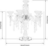 7 Arm Crystal Candelabra for Dining Table Centerpiece, 14 Inch Tall Glass Candle Holder, Elegant Clear Candle