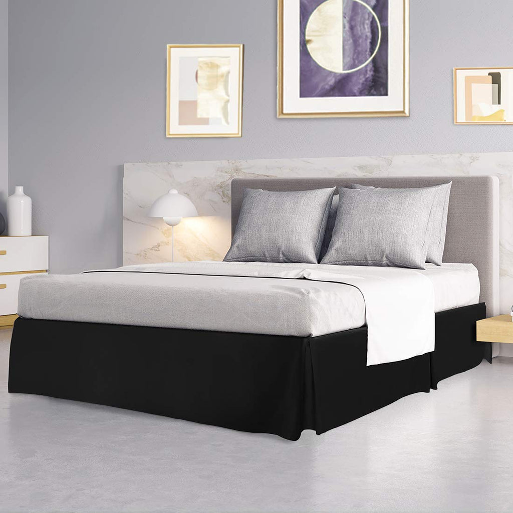Pleated Bed Skirt, Bed Frame and Box Spring Cover - 16 Inch Tailored Drop Dust Ruffle Bedskirt, Wrinkle