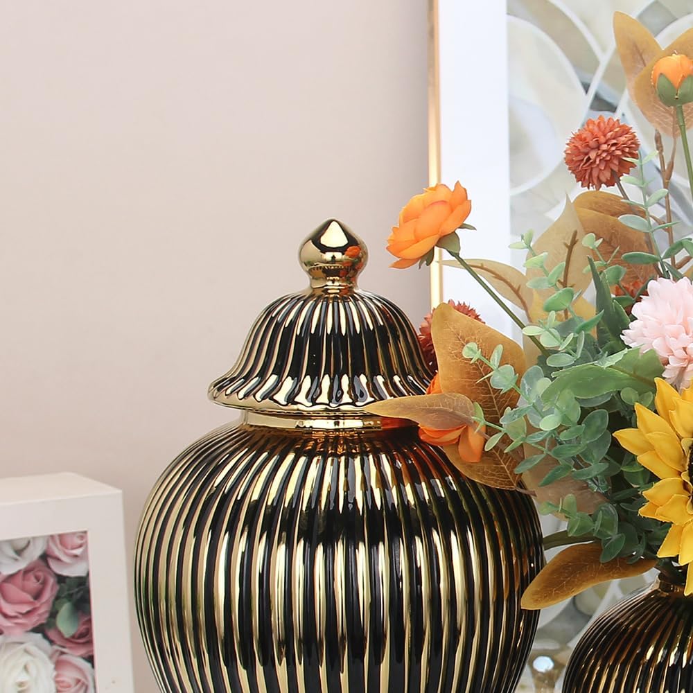 Decorative Ceramic Ginger jar with lid,Storage Ginger jar,Ceramic vase Decor,Entryway,Living Room,Kitchen,Table