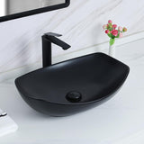 22" x 15.7'' Large Matte Black Oval Vessel Sink with Pop Up Drain,Bathroom Vessel Sinks,Bathroom Sinks Above