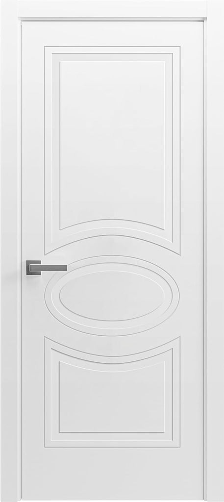 Solid French Door 24 x 96 inches/Mela 7001 Matte White/Single Regular Panel Frame Handle/Bathroom Be