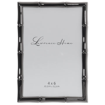 4x6 Black Polished Metal Picture Frame with Bamboo Design