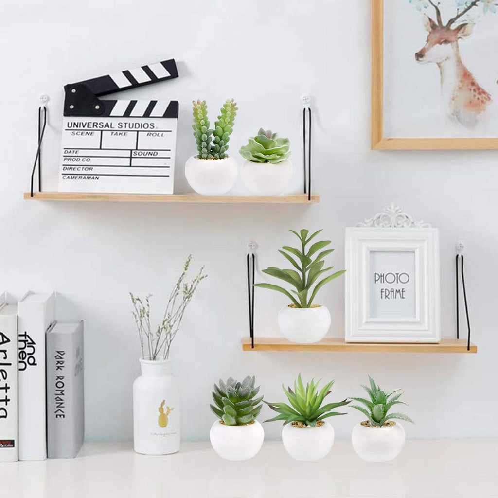 6 Pcs Artificial Succulents in Ceramic Pots Small Fake Plants