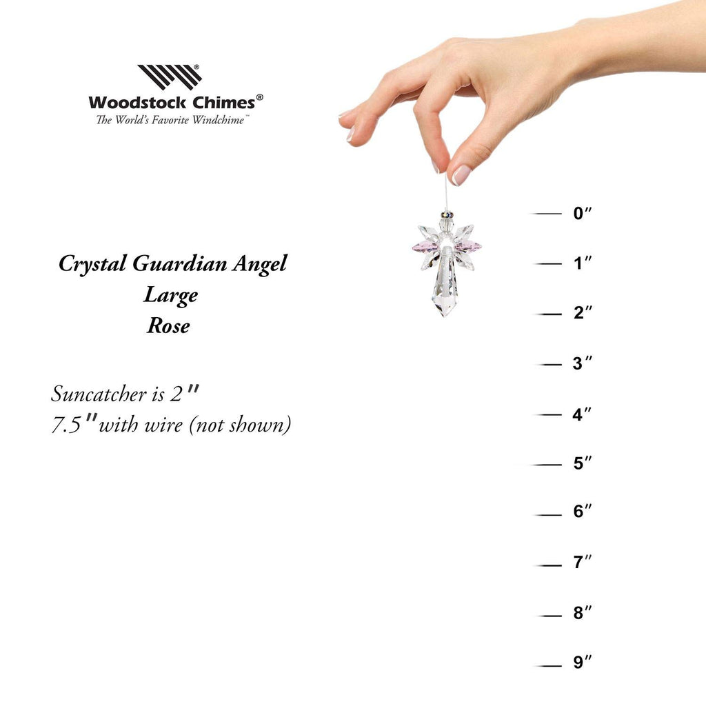 Chimes Woodstock Rainbow Makers Collection, Crystal Guardian Angel, Large (2'') Rose, Large Guardian Angels Crystal