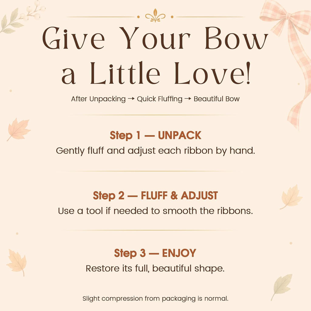 Fall Decor - Large Autumn Harvest Wreath Bow for Front Door - 2 pack - Set of 2