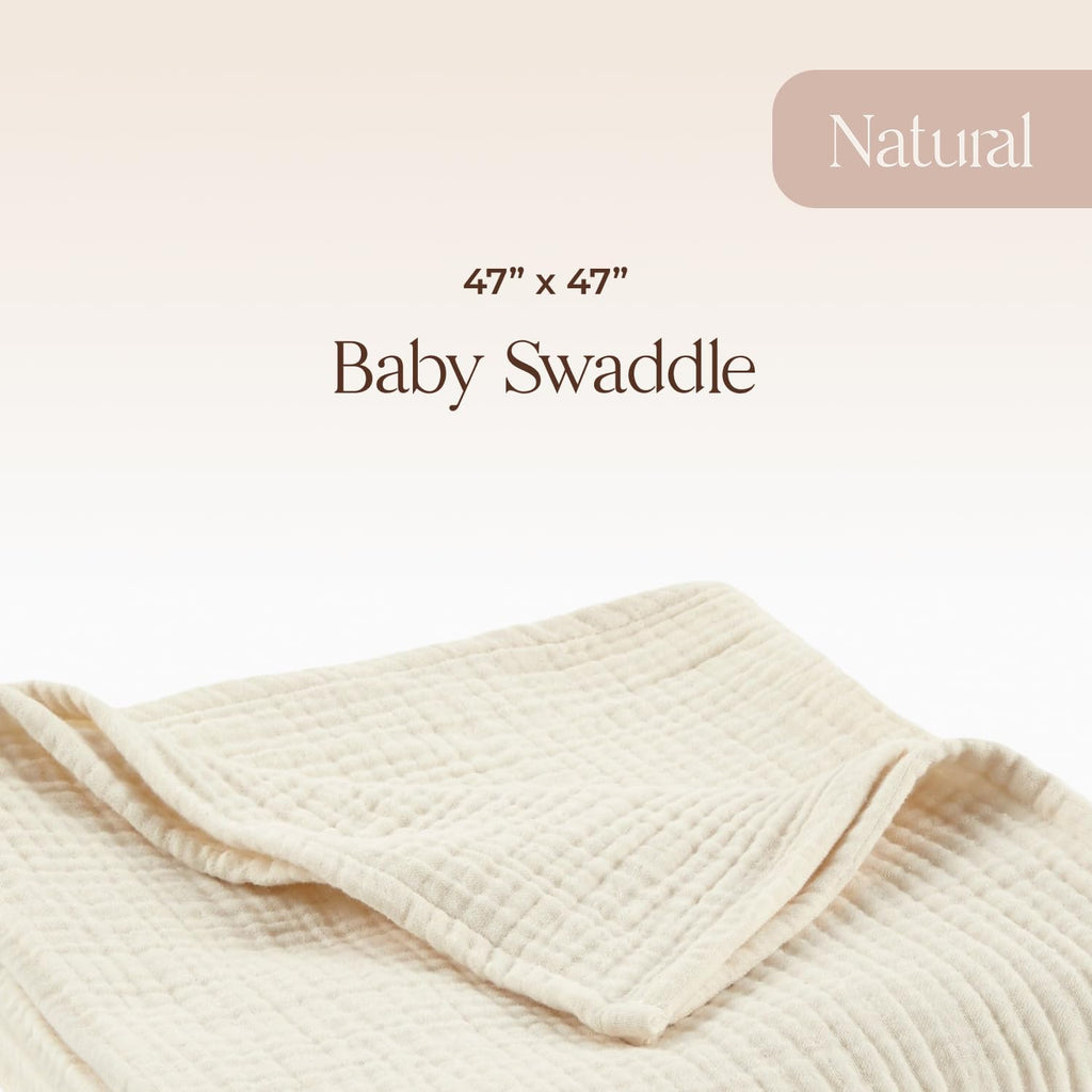 100% Cotton Organic Muslin Baby Swaddle Blanket GOTS & Fairtrade Certified Organic Cotton - Couch Living Room