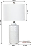24.5" White Ceramic Table Lamp 3-Way Dimmable Nightstand with White Linen Shade Bedside Lamps & Living Room Office