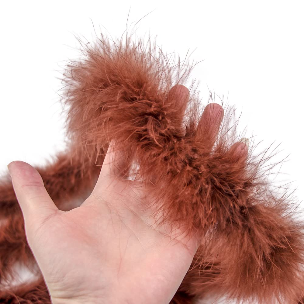 20g Coffee Fluffy Marabou Feather Boa for DIY Craft Sewing Trim Home Wedding Party Christmas Decoration - 2 Yards