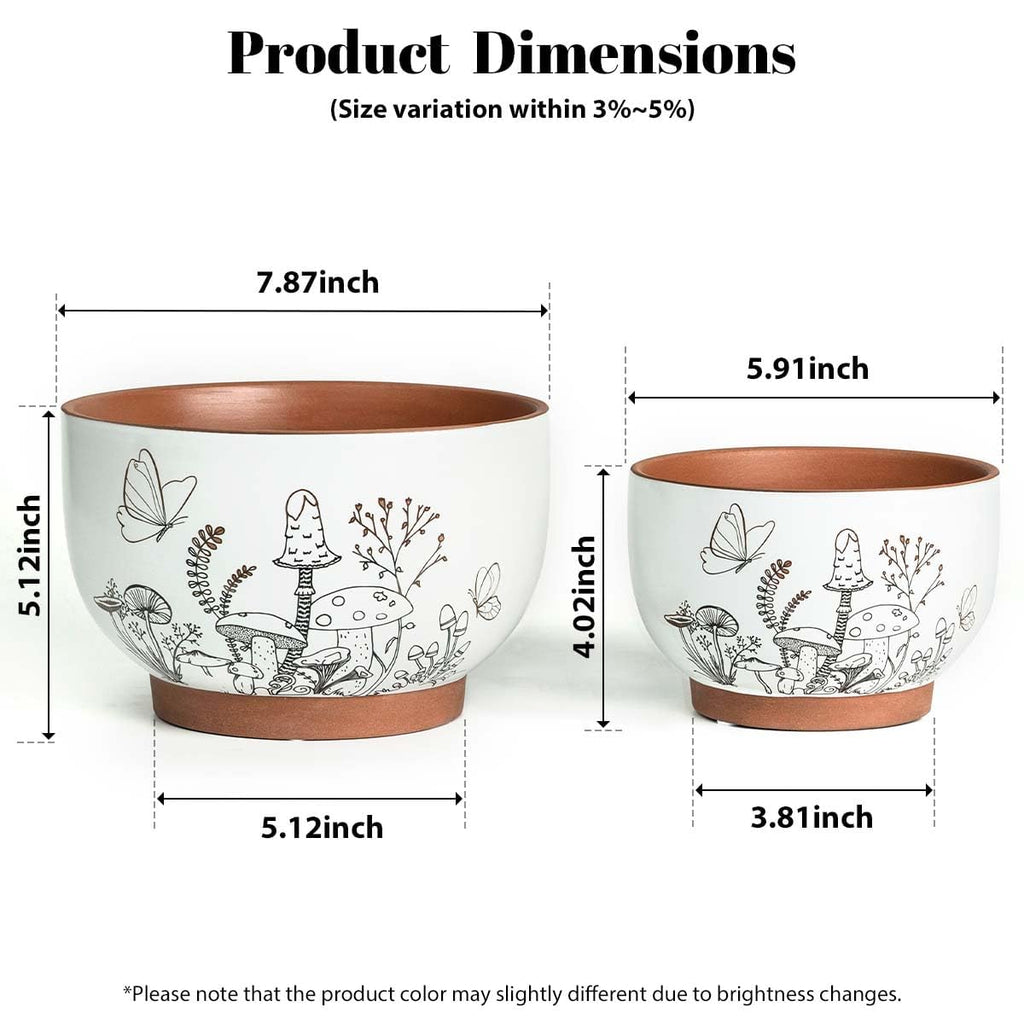 Terracotta Pots, 8+6 Inch Plant Pots, 2 Pcs with Drainage Holes