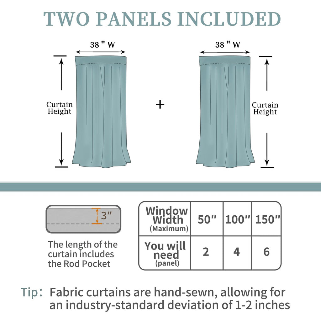 40 Inch Blackout Curtains Window, 2 Panels, Sage Green