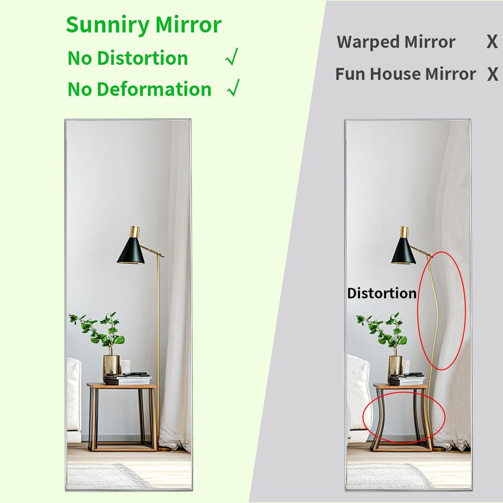 Full Body Mirror 56x16 inch, Silver Floor Length Mirror, Metal Frame