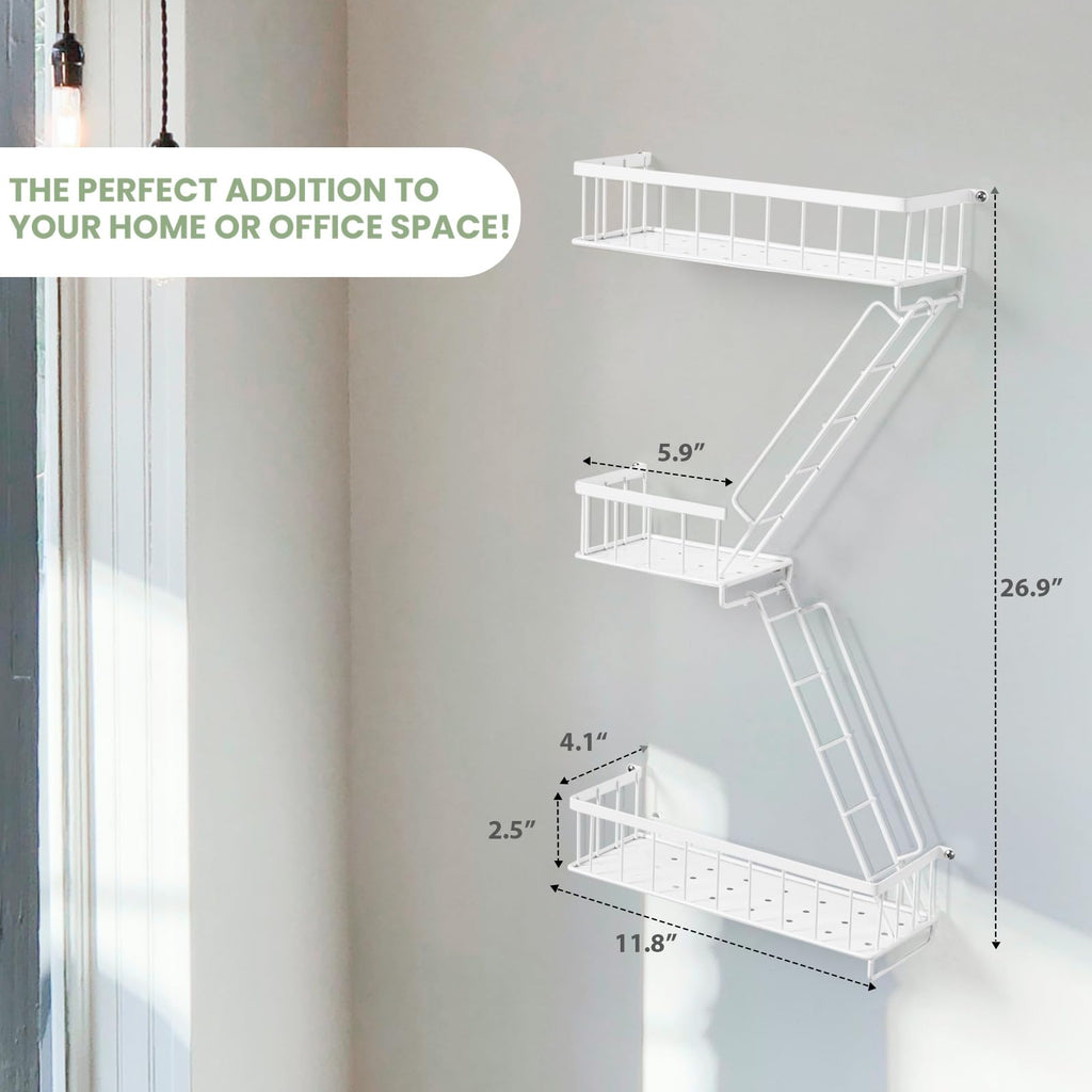 Fire Escape Wall Shelf White - Modern New York City Wall Decorative Display Ladder Floating Shelves Decor, Action