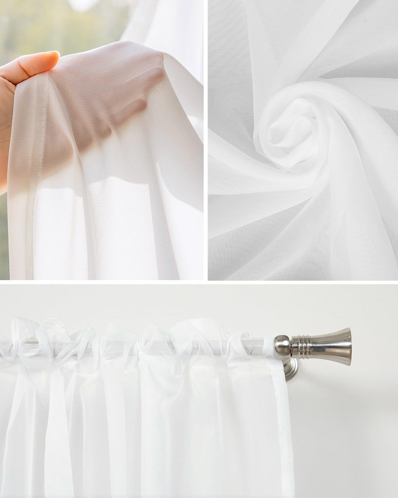Blue Waterfall Valance Curtains Blue Ombre Sheer Swag Valances for Window, Gradient Blue and White Rod Pocket Elegant