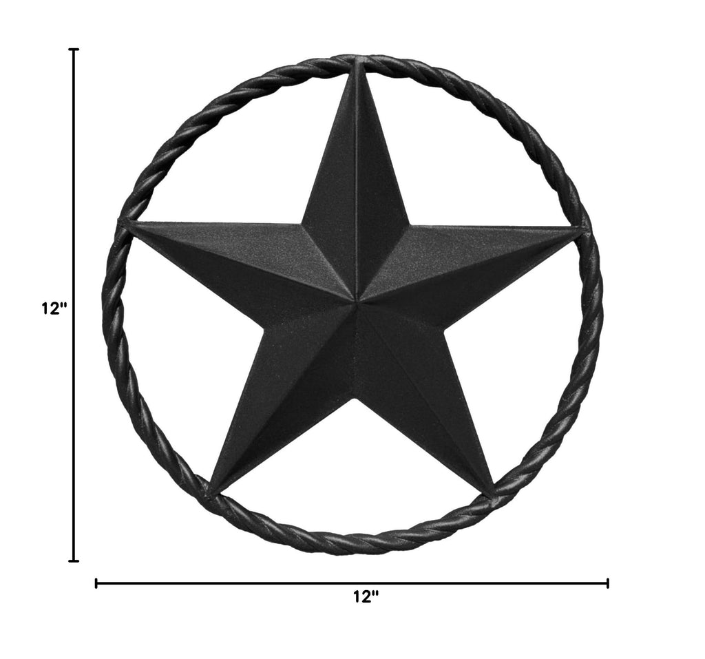 Dark Bronze Metal Barn Star - 12" Wall Art for Farmhouse, Western, Rustic Homes - Indoor and Outdoor Decorations