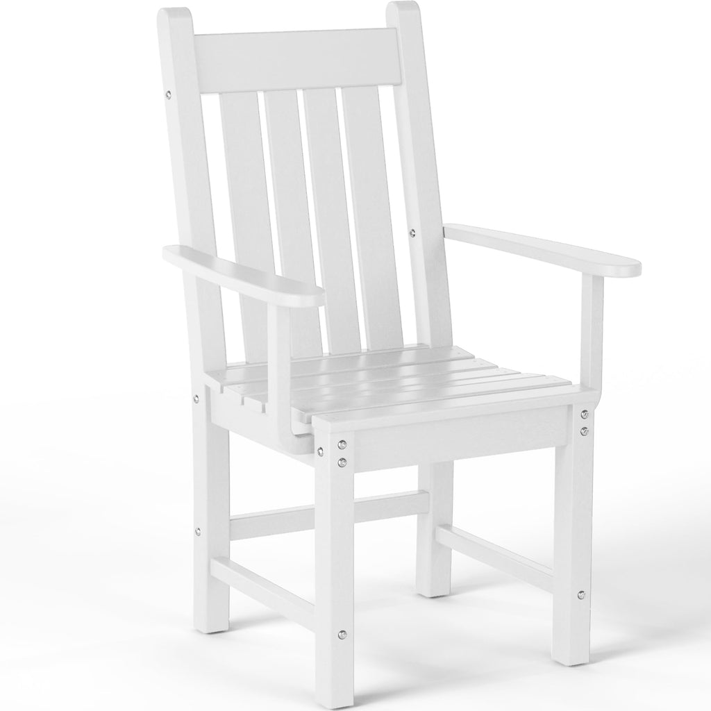 Patio Dining Chairs, Plastic Outdoor Adirondack Chair with Arm, HDPE Poly Lumber, Waterproof Restaurant Bistro Dining