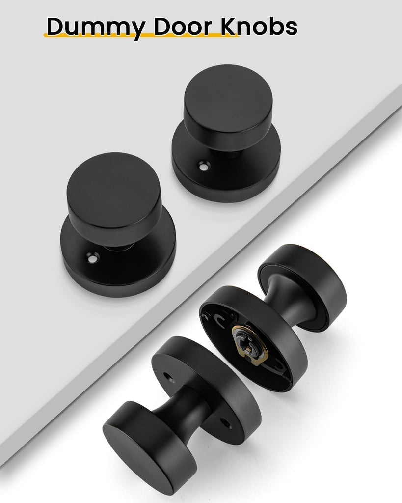Matte Black Door Knobs Interior, Black Dummy Door Knobs 4 Pcs