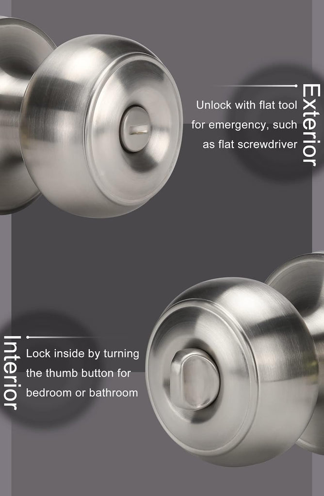 Brushed Nickel Door Knobs Interior Door Knobs Privacy 6 Pack