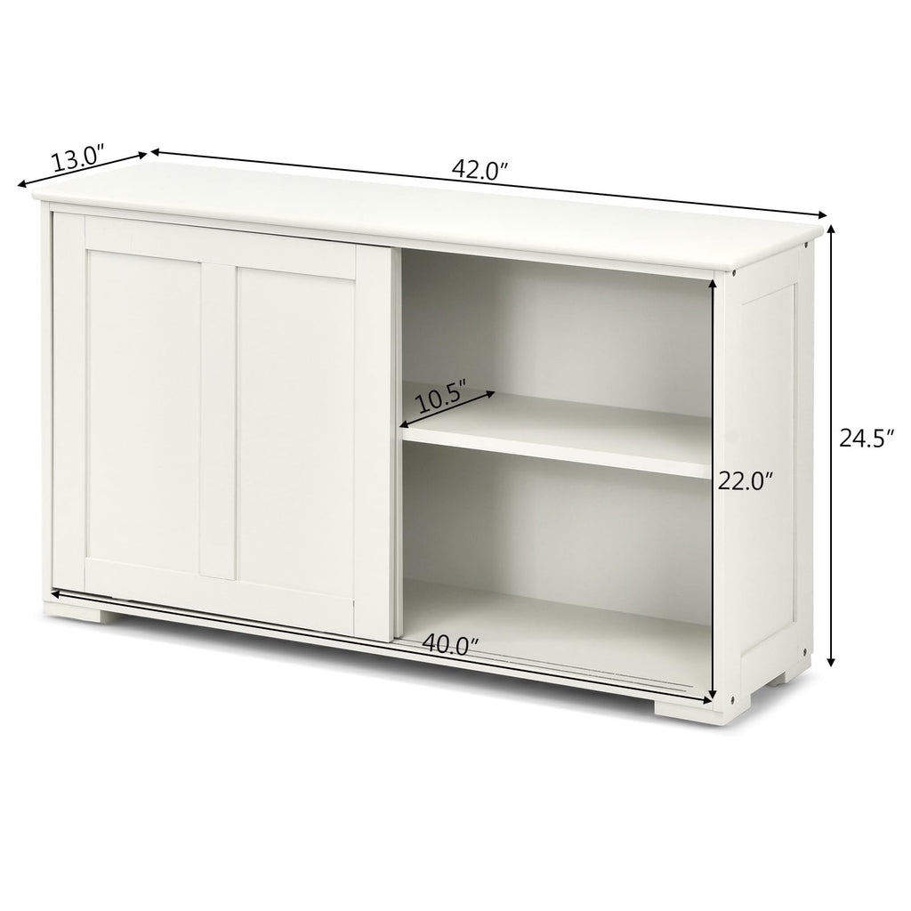 Sideboard Buffet Cabinet, Wooden Kitchen Storage Cabinet with Adjustable Shelf, Sliding Barn Door, Accent Coffee Bar