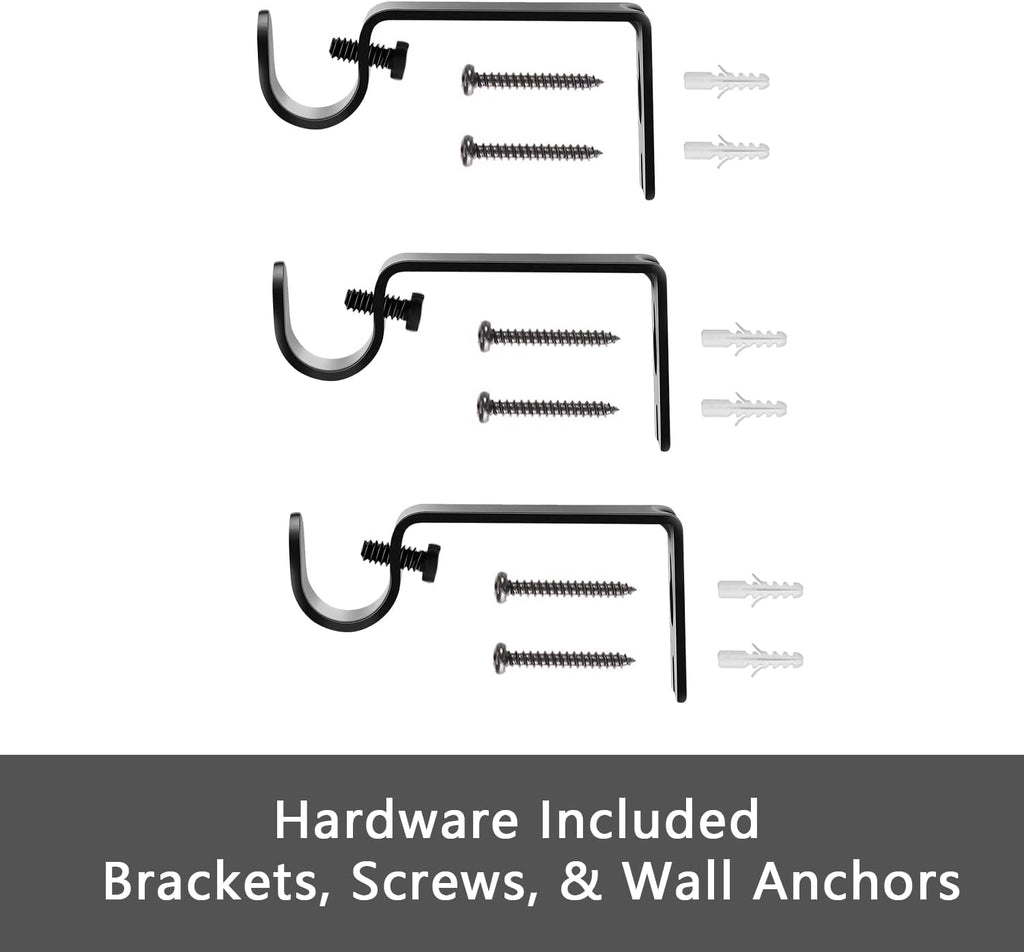 Curtain Rods for windows, 5/8 inch Decorative Matte Black Splicing Heavy Duty Metal Curtain Rod set