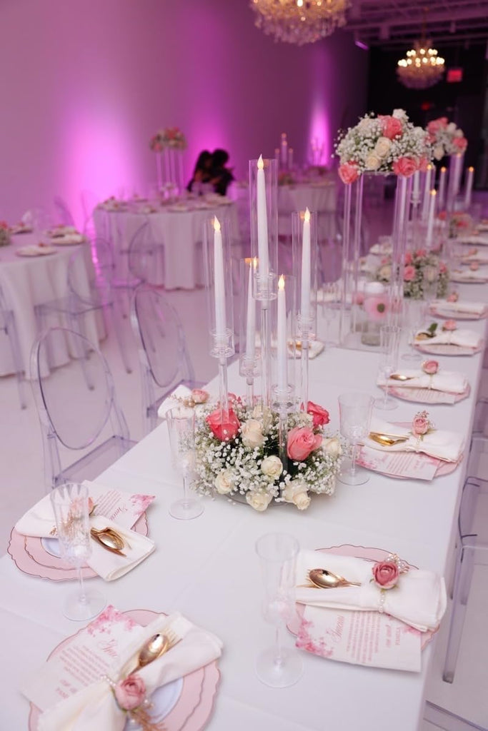 10pcs 5 Arm Acrylic Candelabra Centerpieces for Table,26inches Tall Clear Candlestick Holder Wedding Centerpieceson