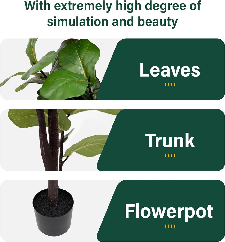 Fiddle Leaf Fig Tree, 6FT Faux Ficus Lyrata Tree