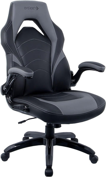 Emerge Vortex Gaming Chair, Adjustable Height, Swivel Black | Racing-style design with sturdy swivel base, ideal for