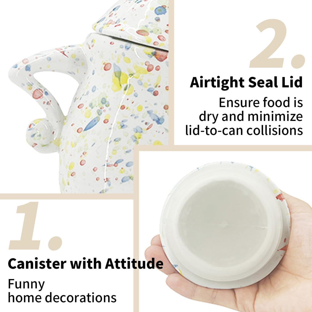 Ceramic Tea Canister with Attitude, Airtight Ceramic Coffee Jar, 800mL