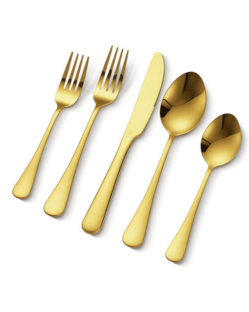 60-Piece Gold Silverware Set, Food-Grade Stainless Steel Flatware Utensils for 12, Mirror Finished Cutlery Set