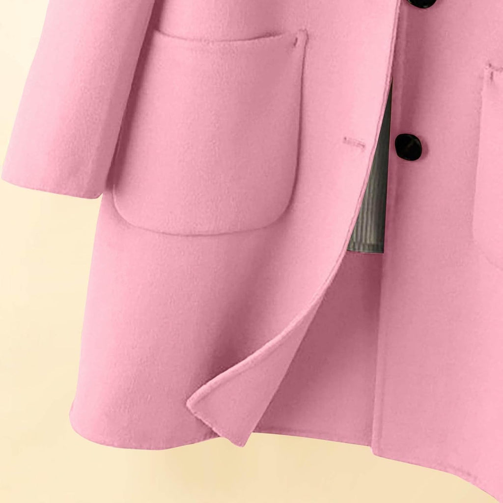 Girls Wool Peacoat Single Breasted Dress Coat Windproof Jacket Outerwear