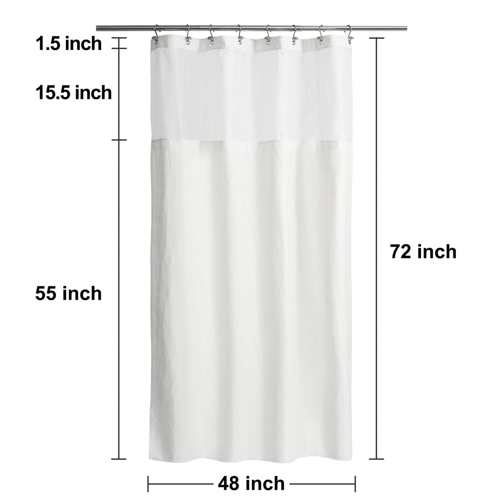 48 x 72 Waffle Weave Shower Curtain with Snap-in Liner Set White