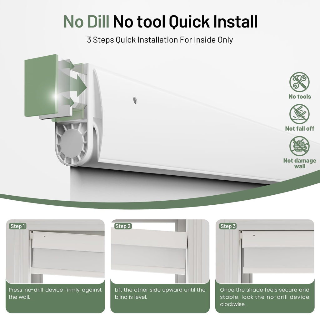 No Drill Motorized Blinds with Remote, White