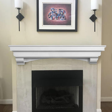 Salem Wood Mantel Shelf with Arched Corbels - White 48 Inch | Wooden Rustic Wall Mounted Shelf from Pine Wood