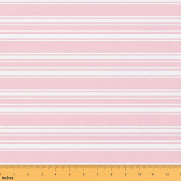 Striped Fabric by The Yard, Geometric Striped Pattern DIY Art Waterproof Fabric, Pink and White Decorative Waterproof