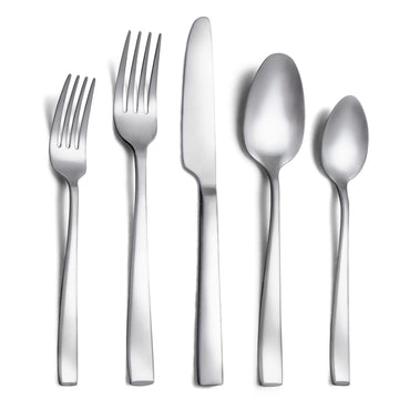 40 Piece Silverware Set Service for 8, Premium Stainless Steel Cutlery Set, Matte Finish Flatware Sets Durable Solid