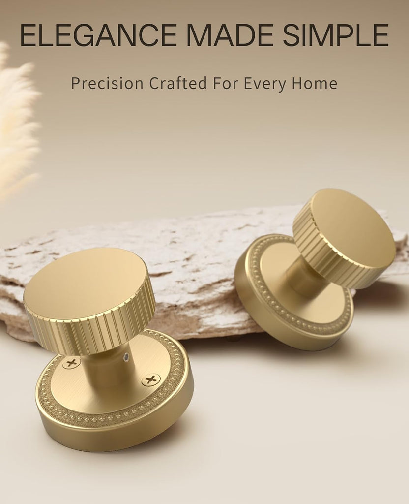 1 Pack Champagne Bronze Passage Door Knobs with Lock, Door Handles with Champagne Bronze Door Knobs Interior , Heavy