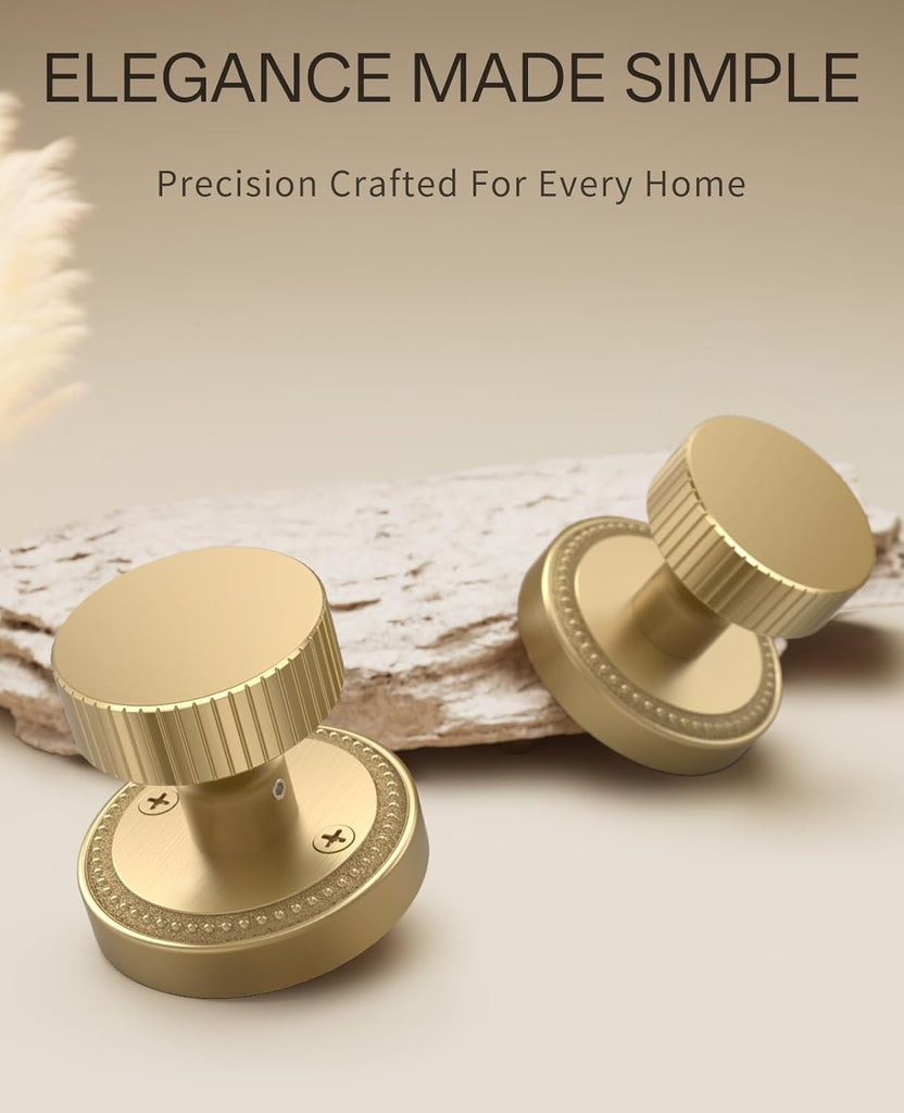 4 Pack Champagne Bronze Passage Door Knobs with Lock, Door Handles with Champagne Bronze Door Knobs Interior , Heavy