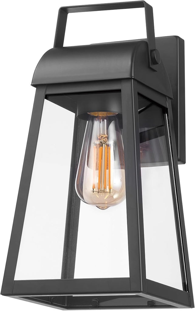 1-Light Outdoor Wall Sconce, Matte Black, Clear Glass Shade, Porch Light, Wall Lights for Living Room, Patio Decor, Apartment Essentials, Outside House Lights A123-B0C8ZL4XLY