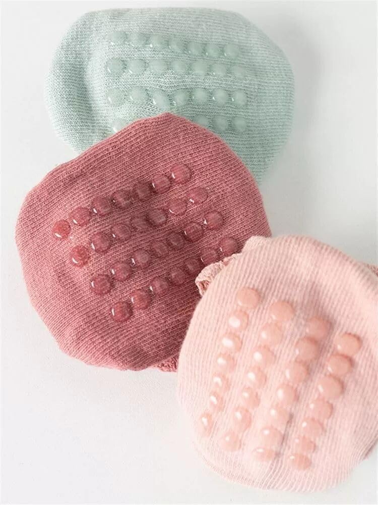 Baby Girl Toddlers Socks with Non-slip Grip Cute Frilly Ruffle Ankle Soft Cotton Baby Socks for Infant Kids