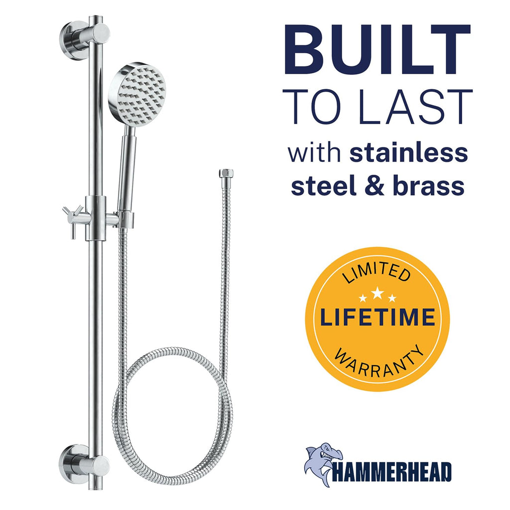 Metal Shower Slide Bar Set with Handheld Shower Head and Hose