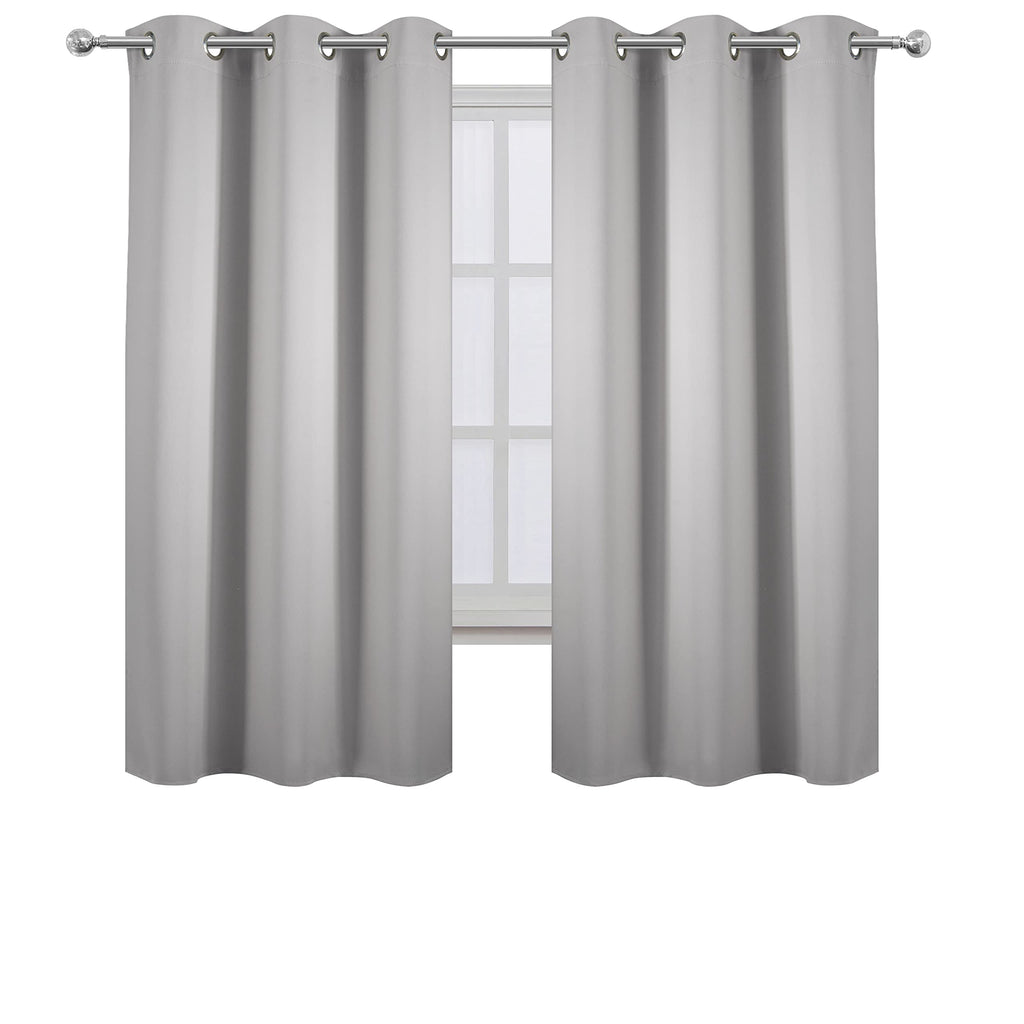 Light Grey Blackout Curtains 34 x 63 Inch Length/Set of 2 Curtain Panels/Thermal Insulated Room Darkening Blackout