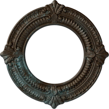 11-1/8" x 6-1/8" x 5/8" Benson Ceiling Medallion, Bronze Blue Patina