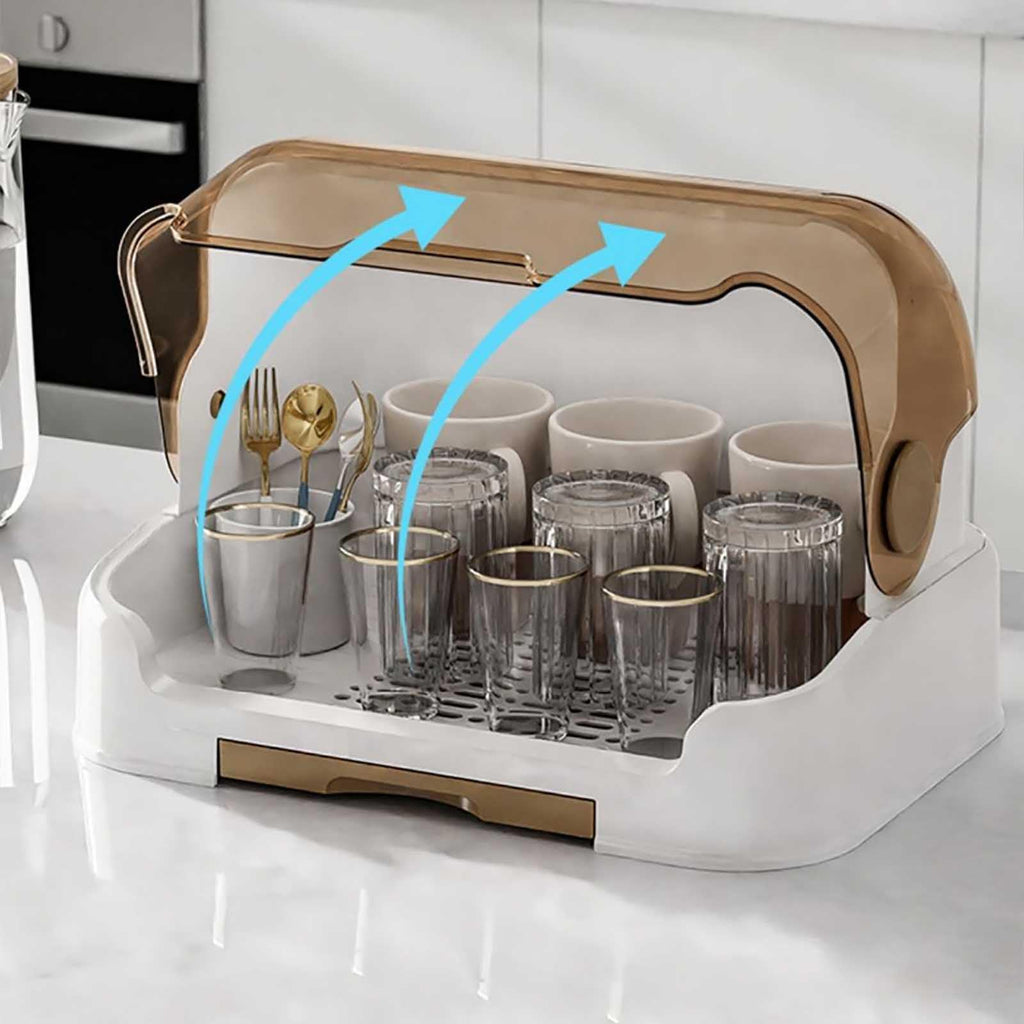 Baby Bottle Drying Rack with Lid,Baby Bottle Storage with Removable Drain,Tray Space Saving Infant Bottle Rack Dryer