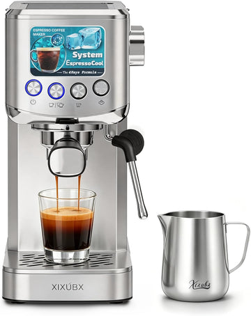 Cold Brew Espresso Maker with Milk Frother for Cappuccino & Latte | 20-Bar Pump, Built-in Pressure Gauge, Powerful