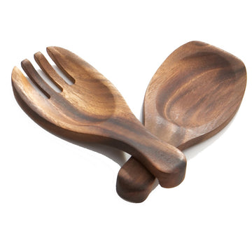 & Charles Acacia Wood Salad Hands Servers, 7 3/8" x 3 1/8"