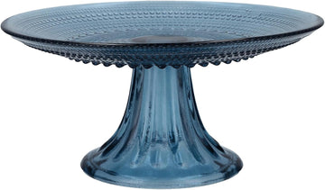 Jupiter Beaded Hobnail Glass, 8.5 Inch Mini Cake/Cupcake Stand, Cornflower Blue