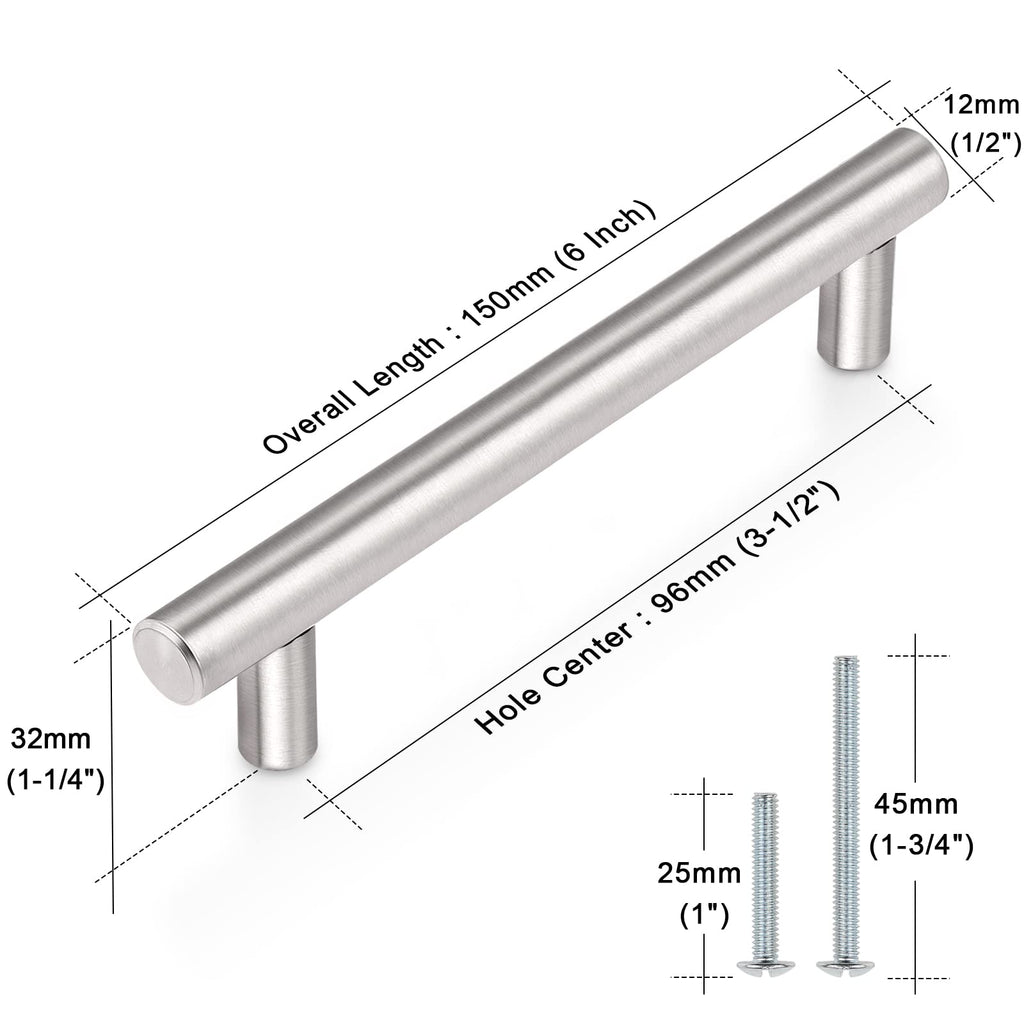 Drawer Pulls, Kitchen Cabinet Handles Stainless Steel Satin Nickel Furniture Dresser Hardware,6 Inch Total Length