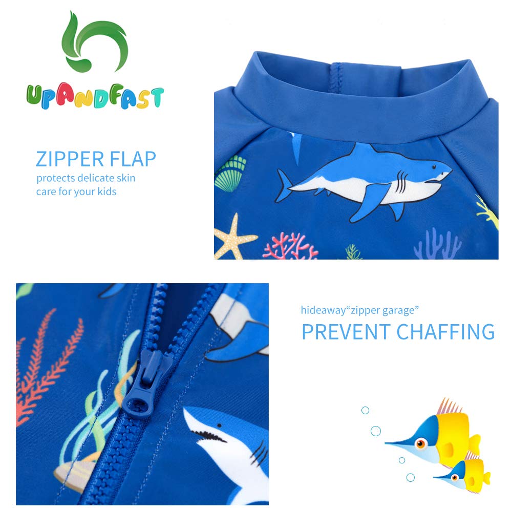 Baby/Toddler Boy Swimsuit One Piece Zip Swimwear Sunsuits with Sun Hat UPF 50+ Sun Protection Infant Boy Swimsuit