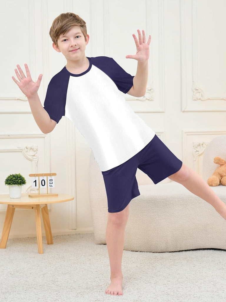 Boys's Summer Pajamas Striped Short Sleeve Sets Modal Pjs
